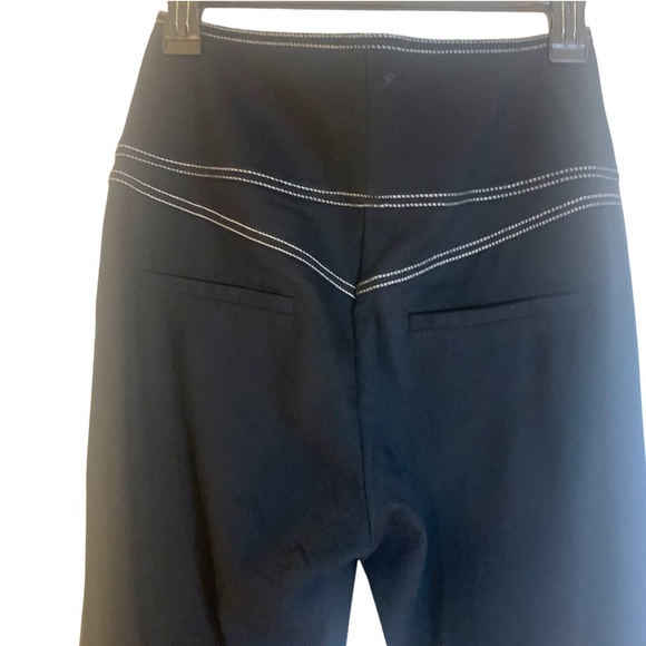 New black trousers white stitching gold shiny buttons tight fit wide flare size4 - Picture 7 of 10